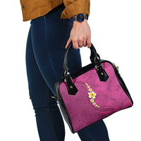 Polynesian Hibiscus and Plumeria with Tapa Pattern Shoulder Handbag Pink Color LT03 - Polynesian Pride