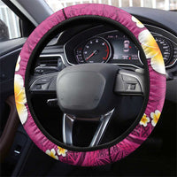 Polynesian Hibiscus and Plumeria with Tapa Pattern Steering Wheel Cover Pink Color LT03 - Polynesian Pride