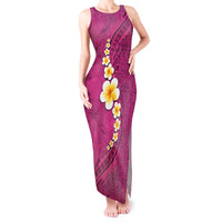 Polynesian Hibiscus and Plumeria with Tapa Pattern Tank Maxi Dress Pink Color LT03 Women Pink - Polynesian Pride