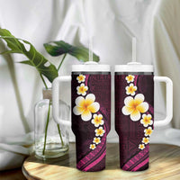 Polynesian Hibiscus and Plumeria with Tapa Pattern Tumbler With Handle Pink Color LT03 - Polynesian Pride