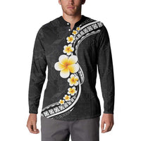 Pacific Hibiscus and Plumeria with Tapa Pattern Button Sweatshirt Black Color LT03 - Polynesian Pride
