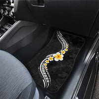 Pacific Hibiscus and Plumeria with Tapa Pattern Car Mats Black Color LT03 - Polynesian Pride