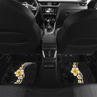 Pacific Hibiscus and Plumeria with Tapa Pattern Car Mats Black Color LT03 Set 2pcs - Back Black - Polynesian Pride