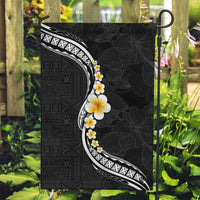 Pacific Hibiscus and Plumeria with Tapa Pattern Garden Flag Black Color LT03 Garden Flag Black - Polynesian Pride