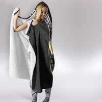 Pacific Hibiscus and Plumeria with Tapa Pattern Hooded Blanket Black Color LT03 - Polynesian Pride