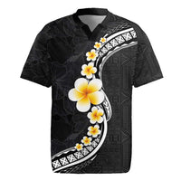 Pacific Hibiscus and Plumeria with Tapa Pattern Rugby Jersey Black Color