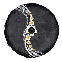 Pacific Hibiscus and Plumeria with Tapa Pattern Spare Tire Cover Black Color LT03 - Polynesian Pride