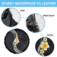 Pacific Hibiscus and Plumeria with Tapa Pattern Spare Tire Cover Black Color LT03 - Polynesian Pride