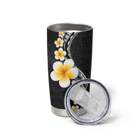 Pacific Hibiscus and Plumeria with Tapa Pattern Tumbler Cup Black Color LT03 - Polynesian Pride