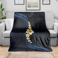 Pacific Hibiscus and Plumeria with Tapa Pattern Blanket Dark Blue Color LT03 - Polynesian Pride