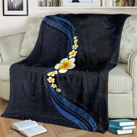 Pacific Hibiscus and Plumeria with Tapa Pattern Blanket Dark Blue Color LT03 - Polynesian Pride