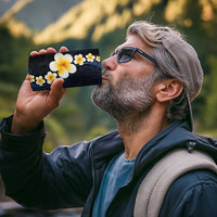 Pacific Hibiscus and Plumeria with Tapa Pattern 4 in 1 Can Cooler Tumbler Dark Blue Color