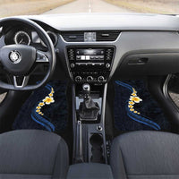 Pacific Hibiscus and Plumeria with Tapa Pattern Car Mats Dark Blue Color LT03 Set 2pcs - Front Blue - Polynesian Pride