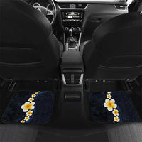 Pacific Hibiscus and Plumeria with Tapa Pattern Car Mats Dark Blue Color LT03 Set 2pcs - Back Blue - Polynesian Pride