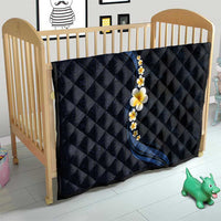 Pacific Hibiscus and Plumeria with Tapa Pattern Quilt Dark Blue Color