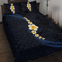 Pacific Hibiscus and Plumeria with Tapa Pattern Quilt Bed Set Dark Blue Color LT03 Blue - Polynesian Pride