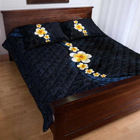 Pacific Hibiscus and Plumeria with Tapa Pattern Quilt Bed Set Dark Blue Color LT03 - Polynesian Pride
