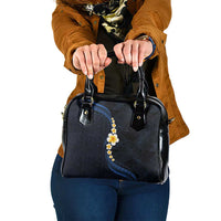Pacific Hibiscus and Plumeria with Tapa Pattern Shoulder Handbag Dark Blue Color LT03 One Size Blue - Polynesian Pride