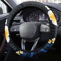 Pacific Hibiscus and Plumeria with Tapa Pattern Steering Wheel Cover Dark Blue Color LT03 - Polynesian Pride