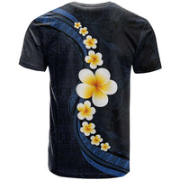 Pacific Hibiscus and Plumeria with Tapa Pattern T Shirt Dark Blue Color