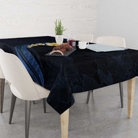 Pacific Hibiscus and Plumeria with Tapa Pattern Tablecloth Dark Blue Color LT03 - Polynesian Pride