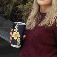 Pacific Hibiscus and Plumeria with Tapa Pattern Tumbler Cup Dark Blue Color LT03 - Polynesian Pride