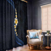 Pacific Hibiscus and Plumeria with Tapa Pattern Window Curtain Dark Blue Color LT03 - Polynesian Pride