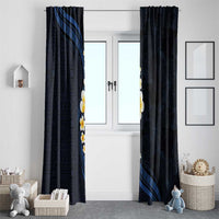 Pacific Hibiscus and Plumeria with Tapa Pattern Window Curtain Dark Blue Color LT03 - Polynesian Pride