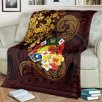Tonga Ngatu and Hibiscus with Polynesian Tattoo Blanket Gold and Oxblood Color LT03 - Polynesian Pride