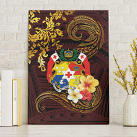 Tonga Ngatu and Hibiscus with Polynesian Tattoo Canvas Wall Art Gold and Oxblood Color LT03 Without Frame Oxblood - Polynesian Pride