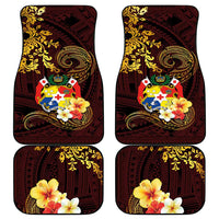 Tonga Ngatu and Hibiscus with Polynesian Tattoo Car Mats Gold and Oxblood Color LT03 - Polynesian Pride