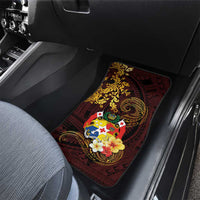 Tonga Ngatu and Hibiscus with Polynesian Tattoo Car Mats Gold and Oxblood Color LT03 - Polynesian Pride