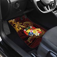 Tonga Ngatu and Hibiscus with Polynesian Tattoo Car Mats Gold and Oxblood Color LT03 - Polynesian Pride