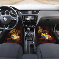 Tonga Ngatu and Hibiscus with Polynesian Tattoo Car Mats Gold and Oxblood Color LT03 Set 2pcs - Front Oxblood - Polynesian Pride