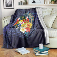Tonga Vava'u Humpback Whale Blue Water Blanket Polynesian Hibiscus Flowers LT03 Blue - Polynesian Pride