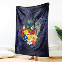 Tonga Vava'u Humpback Whale Blue Water Blanket Polynesian Hibiscus Flowers LT03 - Polynesian Pride