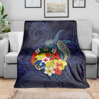 Tonga Vava'u Humpback Whale Blue Water Blanket Polynesian Hibiscus Flowers LT03 - Polynesian Pride