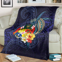 Tonga Vava'u Humpback Whale Blue Water Blanket Polynesian Hibiscus Flowers LT03 - Polynesian Pride