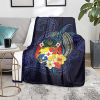 Tonga Vava'u Humpback Whale Blue Water Blanket Polynesian Hibiscus Flowers LT03 - Polynesian Pride