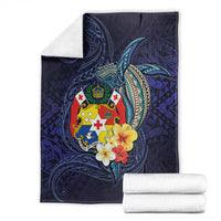 Tonga Vava'u Humpback Whale Blue Water Blanket Polynesian Hibiscus Flowers LT03 - Polynesian Pride