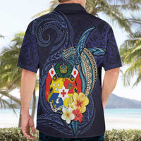 Tonga Vava'u Humpback Whale Blue Water Hawaiian Shirt Polynesian Hibiscus Flowers