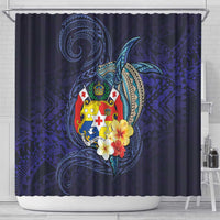 Tonga Vava'u Humpback Whale Blue Water Shower Curtain Polynesian Hibiscus Flowers