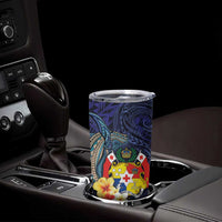 Tonga Vava'u Humpback Whale Blue Water Tumbler Cup Polynesian Hibiscus Flowers