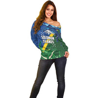 Solomon Islands Polynesian Tribal Shark and Crocodile Off Shoulder Sweater LT03 - Polynesian Pride
