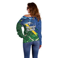Solomon Islands Polynesian Tribal Shark and Crocodile Off Shoulder Sweater LT03 - Polynesian Pride