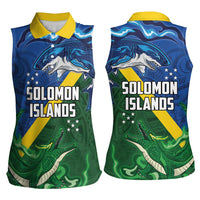 Solomon Islands Polynesian Tribal Shark and Crocodile Women Sleeveless Polo Shirt