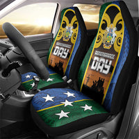 Solomon Islands Remembrance Day Car Seat Cover Lest We Forget and Polynesian Tattoo Pattern