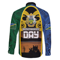 Solomon Islands Remembrance Day Family Matching Off Shoulder Maxi Dress and Hawaiian Shirt Lest We Forget and Polynesian Tattoo Pattern