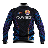Personalised Tahiti Triathlon Polynesian Pattern Baseball Jacket