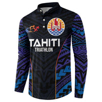Personalised Tahiti Triathlon Polynesian Pattern Button Sweatshirt